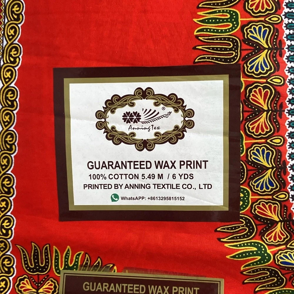 African‎ Print Dashiki Textile 100% Waxed Cotton 6 Yards NEW
